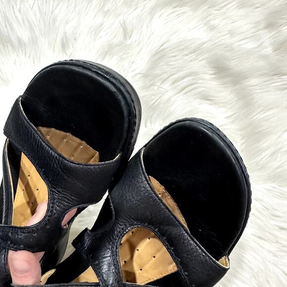 Clarks Unstructured Black Leather Sandals Sz 8.5 - Picture 6 of 9